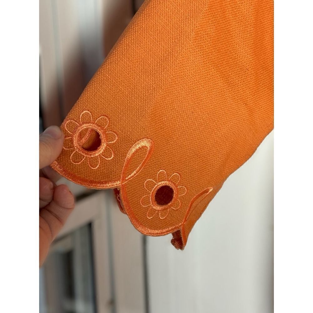 Bob Mackie Women’s Medium Orange Embroidered Front Tie Wearable Art Jacket - Picture 6 of 14